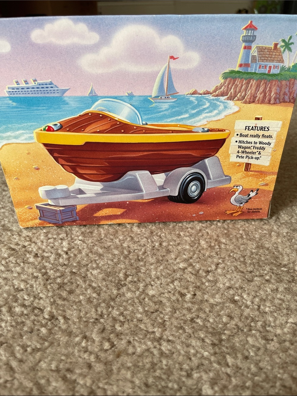 Chevron Cars C.C. Boat 'N Trailer - Brown and Cream Toy Boat with White Trailer - Picture 3 of 3